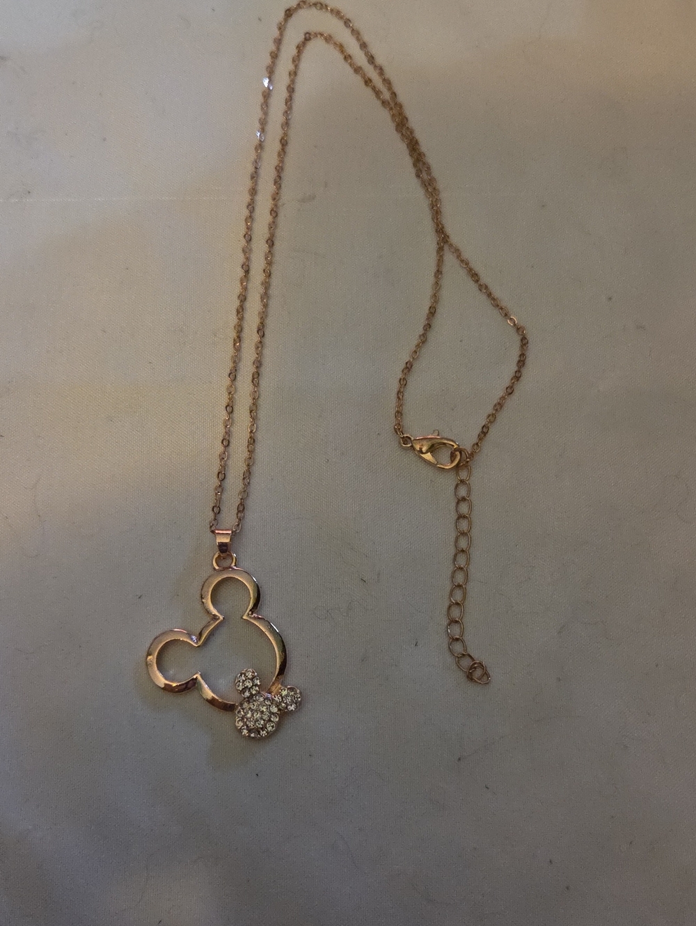 Rose Gold Mickey Silhouette Crystal Pendant Necklace